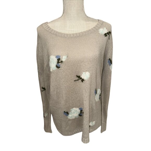 Xhilaration Womens Beige Sweater W/ Floral Pattern L/G - Picture 1 of 8
